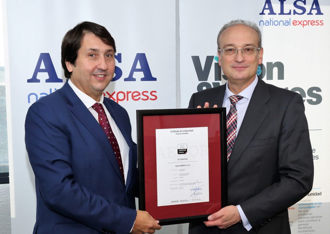 ALSA, certificada como Empresa Saludable por AENOR