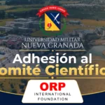 Adhesión de la Universidad Militar Nueva Granada al Comité Científico ORP, con el campus y los logotipos de UMNG y ORP