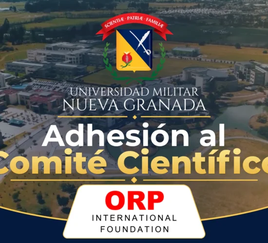 Adhesión de la Universidad Militar Nueva Granada al Comité Científico ORP, con el campus y los logotipos de UMNG y ORP